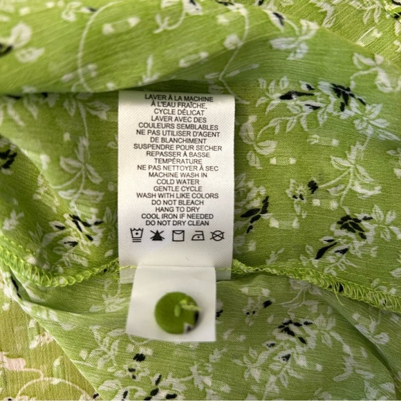NWT RACHEL ZOE Chartreuse Floral Print Smocked Sleeveless Blouse - Picture 11 of 13